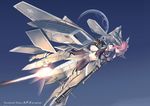  aircraft airplane engrish fighter_jet flying full_body gatling_gun gun highres jet jitome jolly_roger lockheed_martin military military_vehicle minigun moon navel nenchi personification pink_eyes pink_hair ranguage solo weapon wings 