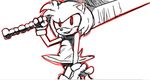  akunim amy_rose anthro black_and_white_and_red clothing dress female hedgehog mammal melee_weapon red_eyes smile solo sonic_(series) sword weapon 