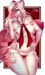  2017 anthro big_breasts breasts clothed clothing eyebrows eyelashes feline female fur grin hair junebuq mammal nipples pink_nose purple_eyes simple_background smile solo tiger underwear watermark white_hair 