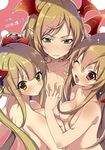  akishima_kei blonde_hair double_bun luna_(shadowverse) multiple_girls nude shadowverse vampy veight 