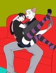  anthro balls big_butt big_feet big_penis blush bulge butt clothing eyewear girly glasses happy isaac lagomorph leggings legwear long_ears male male/male mammal marbles pants penis rabbit rat rodent sent33 shirt simple_background socks sofa surprise thelionfish thigh_highs twink video_games voluptuous white_background wide_hips 