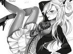  alpha_(eren_mfmf) arm_support blush breasts emoticon fate/grand_order fate_(series) greyscale high_heels large_breasts long_hair looking_at_viewer monochrome olga_marie_animusphere pantyhose solo white_background 