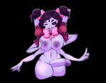  2016 4_fingers 6_arms anthro arachnid arthropod big_breasts black_background black_eyes bow breast_grab breast_squeeze breasts dickgirl digital_media_(artwork) erection eyelashes fangs fluffyblarg front_view hair hand_on_breast hands_behind_head humanoid_penis intersex looking_at_viewer mostly_nude muffet multi_arm multi_limb navel nipples one_eye_closed open_mouth penis pose purple_hair purple_nipples simple_background solo spider standing thick_thighs tongue tongue_out undertale video_games voluptuous wink 