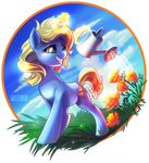  2014 cutie_mark day equine fan_character female feral flower grass horn mammal my_little_pony nude outside plant seanica sky smile solo standing unicorn 