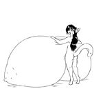  2017 anthro big_breasts big_butt black_hair breast_expansion breasts butt cat digital_media_(artwork) drakecreator feline female flavia fur hair huge_breasts inflation mammal monochrome nude simple_background smile solo wide_hips 
