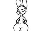  2017 anthro barely_visible_genitalia black_and_white disney eyes_closed female flat_chested hands_on_hips inkyfrog judy_hopps lagomorph mammal monochrome navel nipples nude pussy rabbit simple_background sketch smile solo subtle_pussy white_background wide_hips zootopia 