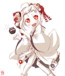  :d blush cameo dated enemy_aircraft_(kantai_collection) hagoita hair_ornament hanetsuki haori highres holding horns japanese_clothes kanon_(kurogane_knights) kantai_collection long_hair looking_at_viewer northern_ocean_hime open_mouth orange_eyes paddle red_eyes seaport_hime shinkaisei-kan simple_background sketch smile white_background white_hair white_skin 