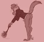  anthro bottomless butler butt clothed clothing dusting ferret mammal mustelid nicnak044 partially_clothed penis sketch 
