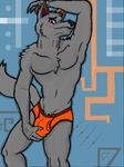  2016 anthro armpits balls briefs bulge canine clothed clothing digital_media_(artwork) duo english_text fur grope hair looking_at_viewer male mammal muscular partially_clothed pecs phone rainbow simple_background smile spirit.wolf._(artist) tagme text underwear wolf zatch_(character) 