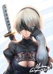  autographed cleavage gorgeous_mushroom nier_automata sword yorha_no.2_type_b 