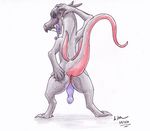  2016 animal_genitalia anus biped black_scales butt butt_grab drool_string drooling feral genital_slit grey_scales hand_on_butt looking_at_viewer male nintendo open_mouth penis pok&eacute;mon pose presenting purple_eyes purple_tongue raised_tail red_scales salazzle saliva saul_ashle scales seductive slit solo standing theandymac tongue tongue_out traditional_media_(artwork) video_games 