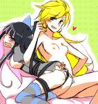  bdsm black_hair blonde_hair blue_eyes blue_hair blush bondage bound breasts earrings heart incest jewelry long_hair looking_at_viewer multicolored_hair multiple_girls nipples nude open_mouth panty_&amp;_stocking_with_garterbelt panty_(psg) pink_hair pinky_out sekihara_umina siblings sisters small_breasts smile stocking_(psg) striped striped_legwear thighhighs yuri 