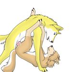  airisu alpha_and_omega animal_genitalia canine canine_penis eye_contact female feral feral_on_feral goldenwolf_(goldenwolf2879) kate male mammal penis plain_background sex straight unknown_artist white_background wolf 