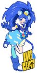  :d absurdres animal_ears bad_proportions bangs blue blue_eyes blue_footwear blue_gloves blue_hair blue_legwear blue_shirt blue_skirt character_name cloud_print cure_gelato extra_ears full_body gloves highres katana_(life_is_beautiful) kirakira_precure_a_la_mode layered_skirt lion_ears lion_tail long_hair looking_at_viewer magical_girl open_mouth parted_bangs precure print_skirt shirt shoes single_thighhigh skirt smile solo standing standing_on_one_leg tail tategami_aoi thighhighs white_background 