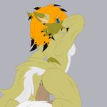  2017 anthro blue_eyes breasts brown_fur butt canine digital_media_(artwork) duo erection female freckles fur hair koda-na-canine looking_at_viewer male mammal nude on_top open_mouth penetration penis pussy red_hair reverse_cowgirl_position sex simple_background vaginal vaginal_penetration wolf 