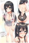  agano_(kantai_collection) animal_ears ass bare_arms bare_back bare_shoulders bell bell_choker between_breasts black_hair blue_eyes blush breasts bunny_girl bunny_tail bunnysuit cat_ears choker cleavage commentary_request eyebrows_visible_through_hair hair_between_eyes heart heart-shaped_pupils highres kantai_collection large_breasts leaning_forward long_hair looking_at_viewer looking_back multiple_views nurse open_mouth paw_pose sakiryo_kanna symbol-shaped_pupils tail translation_request twitter_username 