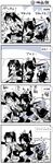  +++ /\/\/\ 3girls 4koma admiral_(kantai_collection) black_gloves black_legwear black_skirt blush breasts bunny cape clenched_hand comic covering_mouth crossed_arms drink drinking eating elbow_gloves eyepatch fingerless_gloves food gloves greyscale hair_ornament hair_over_one_eye hand_over_own_mouth hat headgear highres kaga3chi kantai_collection kiso_(kantai_collection) military_hat monochrome movie_theater multiple_girls neckerchief necktie non-human_admiral_(kantai_collection) open_mouth partly_fingerless_gloves peaked_cap popcorn remodel_(kantai_collection) sailor_hat scarf school_uniform sendai_(kantai_collection) serafuku short_hair single_thighhigh sitting skirt smile sparkle sweatdrop tenryuu_(kantai_collection) thighhighs translated two_side_up white_scarf zettai_ryouiki 