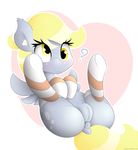  ? anus arm_warmers blonde_hair blush butt clothing cutie_mark derpy_hooves_(mlp) equine female friendship_is_magic hair legwear mammal my_little_pony n0nnny nude pegasus pussy smile solo stockings wings yellow_eyes 