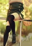  2017 ankle_boots bag black_legwear boots dated handbag highres original sitting skirt solo thighhighs wudi_sao_nian 