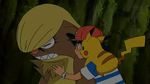  1boy animated animated_gif gumshoos pikachu pokemon_(anime) pokemon_(creature) pokemon_sm pokemon_sm_(anime) satoshi_(pokemon) totem_pokemon z-crystal 