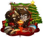  canine chibi christmas cozy cute fireplace food gift holidays love mammal muffin romantic_couple seasonal tree zingiber 