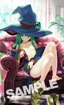  alice_soft book green_eyes green_hair masou_shizuka rance_(series) rance_03_leazas_kanraku sample sitting tokuten witch_hat 