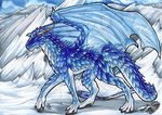  2011 blue_eyes blue_scales claws day dragon feral natoli nude outside scales solo standing traditional_media_(artwork) watermark 