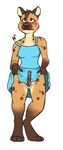  animal_genitalia anthro blush breasts brown_hair clothed clothing clothing_lift dress dress_lift embarrassed erection female h_(artist) hair hyena mammal no_underwear pseudo-penis solo spotted_hyena 