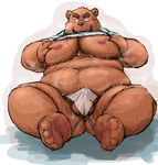  bear blush clothing kotobuki mammal moobs nipples sweat underwear 