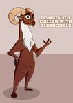  2017 anthro bluedouble caprine chest_tuft colored disney english_text fan_character hand_on_hip horn looking_at_viewer male mammal nude sheep smile standing text tuft twinkietoaster wave zootopia 