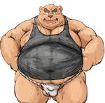  bear clothing fundoshi japanese_clothing kotobuki male mammal overweight overweight_male shirt solo sweat tank_top underwear 