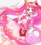  blush cure_whip dress happy kirakira_precure_ala_mode long_hair magical_girl pink_eyes pink_hair ribbon twintails 