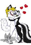  &lt;3 anthro canine duo featureless_crotch fur hair hug lizheru male male/male mammal nude skunk smile standing 