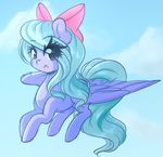  2017 equine feathered_wings feathers female feral flitter_(mlp) fluffymaiden flying friendship_is_magic hair hair_bow hair_ribbon long_hair mammal my_little_pony open_mouth pegasus ribbons solo wings 