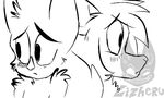  ambiguous_gender animated anthro bat blush duo fur happy kissing lizheru mammal monochrome sergal simple_background smile watermark 