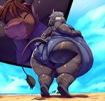  anal anal_penetration anal_vore anthro aurinaka beach belly big_belly big_butt bovine braided_hair butt clothing dawnsky duo female female/female hair hi_res hooves mammal obese overweight penetration seaside smothering swimsuit tattoo tauren trinity-fate62 video_games vore warcraft 