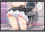  ass bent_over black_wings blue_hair comiket_91 commentary_request fake_halo ha-ru leaning_forward legs livestream long_hair love_live! love_live!_sunshine!! miniskirt niconico niconico_comments panties pleated_skirt skirt solo thighs translated tsushima_yoshiko underwear white_panties wings 