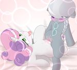  2017 absurd_res blush braided_hair clitoris cub duo earth_pony equine eyewear female female/female feral friendship_is_magic glasses green_eyes hair hi_res hooves horn horse mammal multicolored_hair my_little_pony n0nnny pony pussy pussy_juice sex silver_spoon_(mlp) sweetie_belle_(mlp) tongue tongue_out tribadism two_tone_hair unicorn young 