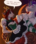  adeloo anthro antlers beverage cervine clothed clothing deer duo english_text equine female horn hug male mammal smile text unicorn 