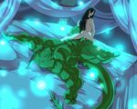  2016 5_fingers abs anal anal_penetration anthro balls barefoot bed bed_sheet bedding biceps biped black_hair claws cum cum_in_ass cum_inside cum_on_penis digital_media_(artwork) dragon duo eyes_closed green_balls green_penis green_scales green_tail grey_claws grey_horn hair horn human human_on_anthro interspecies kartos larger_male lesser_(kartos) light_skin long_hair lying male male/male male_on_top male_penetrating mammal muscular muscular_male nude on_back on_bed on_top pecs penetration penis pillow quads reverse_cowgirl_position scales scalie sex size_difference smaller_male smile snout spikes varanis_ridari vein veiny_penis 