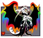  &lt;3 asriel_dreemurr black_skin black_stripes caprine claws criexthedragon_(artist) dragon fur goat horn hybrid mammal monster rainbow_skin scales sharp_teeth smile stripes teeth tongue tongue_out undertale video_games white_eyes white_fur white_skin wings 