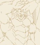  abs biceps black_and_white cape claws clothing dragon horn hyper hyper_muscles king_of_bahamutia_gardia_(kuroma) kuroma liquid. male monochrome muscular open_mouth pecs reptile scalie sec:scalie sketch snout solo spikes sweat teeth tongue triceps 