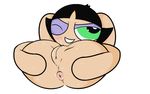  anus black_hair blush butt buttercup cartoon_network clitoris female green_eyes hair human lil_scooter56 looking_at_viewer lying mammal powerpuff_girls presenting presenting_anus presenting_pussy pussy simple_background smile solo sweat young 