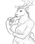  anthro big_nipples breasts candy candy_cane cervine exwolf85 female food mammal nipples reindeer solo 