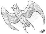  2011 avian beak feathered_wings feathers feral fur gryphon line_art natoli nude simple_background solo traditional_media_(artwork) watermark white_background wings 