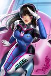  acronym animal_print arm_at_side blue_bodysuit bodysuit boots bracer breasts brown_eyes brown_hair bunny_print d.va_(overwatch) day eyelashes eyeliner facepaint facial_mark from_above gloves hand_up headphones legs_together long_hair long_sleeves looking_at_viewer makeup mecha medium_breasts meka_(overwatch) nazuroth overwatch parted_lips pauldrons petals pilot_suit pink_lips ribbed_bodysuit shading_eyes shoulder_pads sitting skin_tight smile solo thigh_boots thigh_strap thighhighs turtleneck whisker_markings white_footwear white_gloves white_legwear 