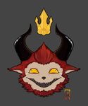  crown fur grey_background hair headshot horn league_of_legends male red_fur red_hair riot_games satyr simple_background sketch smile teemo_(lol) teeth video_games yaku_(artist) yellow_sclera yordle 