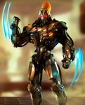  android armor blades cables cybernetics digital_media_(artwork) fulgore glowing glowing_eyes hair humanoid killer_instinct looking_at_viewer machine male mask melee_weapon mouthless muscular not_furry official_art red_eyes robot solo tubes unknown_artist video_games weapon wires 
