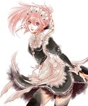  apron blue_eyes fire_emblem fire_emblem_if insarability long_hair long_sleeves looking_at_viewer maid maid_apron pink_hair smile soleil_(fire_emblem_if) solo white_background 