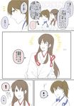  brown_hair comic commentary_request japanese_clothes kaga_(kantai_collection) kantai_collection long_hair neziren14 straight_hair translation_request 